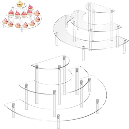 Présentoir Acrylique 3 Niveaux Demi-Lune Buffet