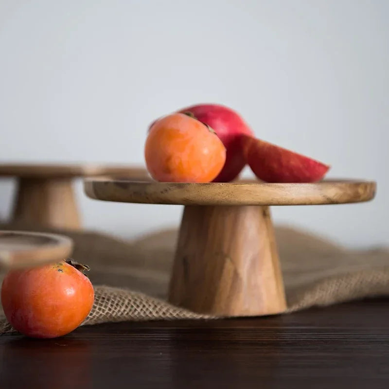 Bandeja de madera para pasteles en forma de seta, bandeja alta, bandejas para servir comida, estilo japonés, bandeja para postres y frutas, decoración del hogar, accesorios de fotografía