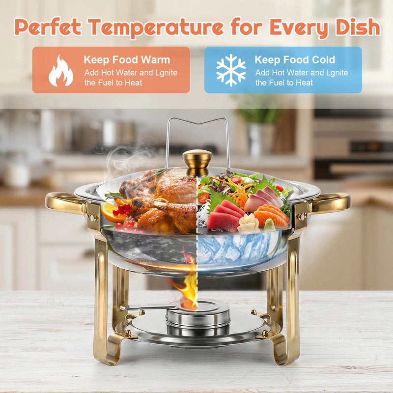 Chauffe-Plat Rond Inox 4,5 L Lot avec Pinces