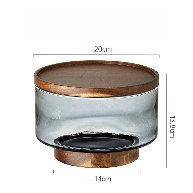 Coupe Fruits Bois Acacia Verre