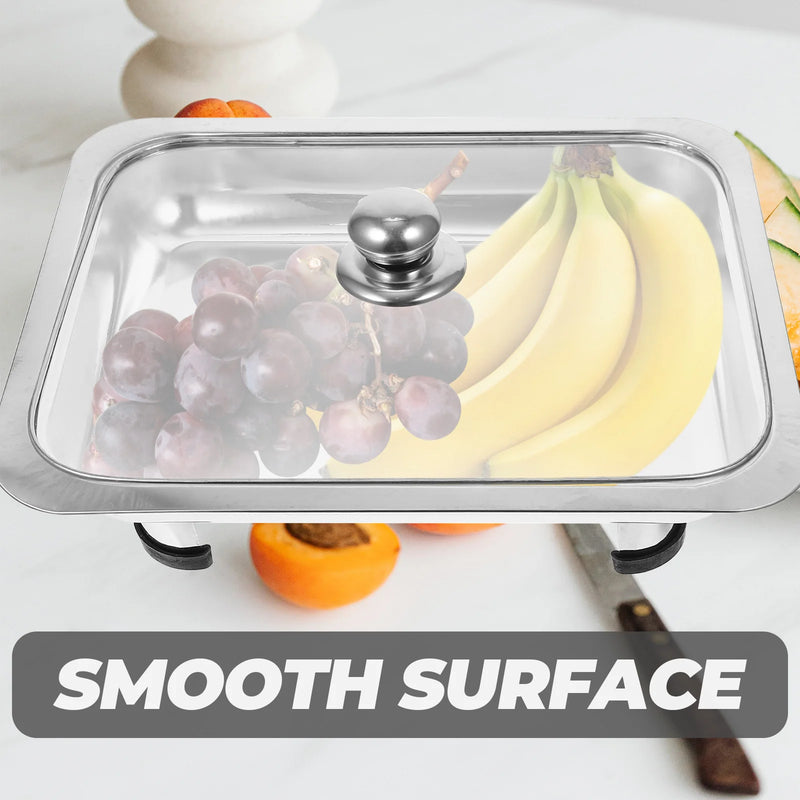 Plat de Service Buffet Inox Rectangulaire avec Couvercle