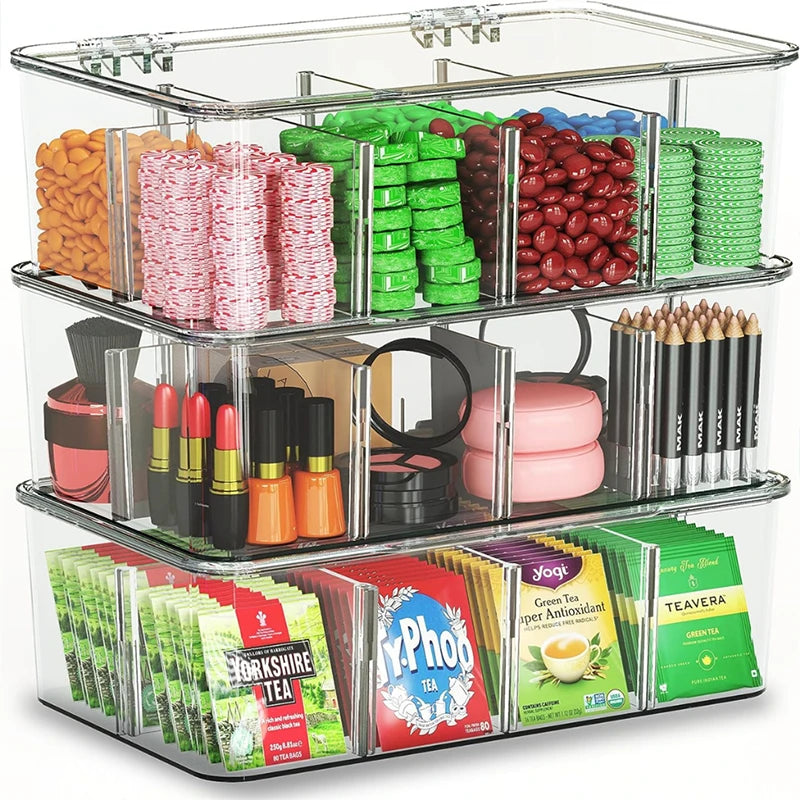 Organizador de bolsitas de té y café, estante de exhibición, organizador de escritorio, caja de almacenamiento transparente de 1 compartimento, 1 unidad