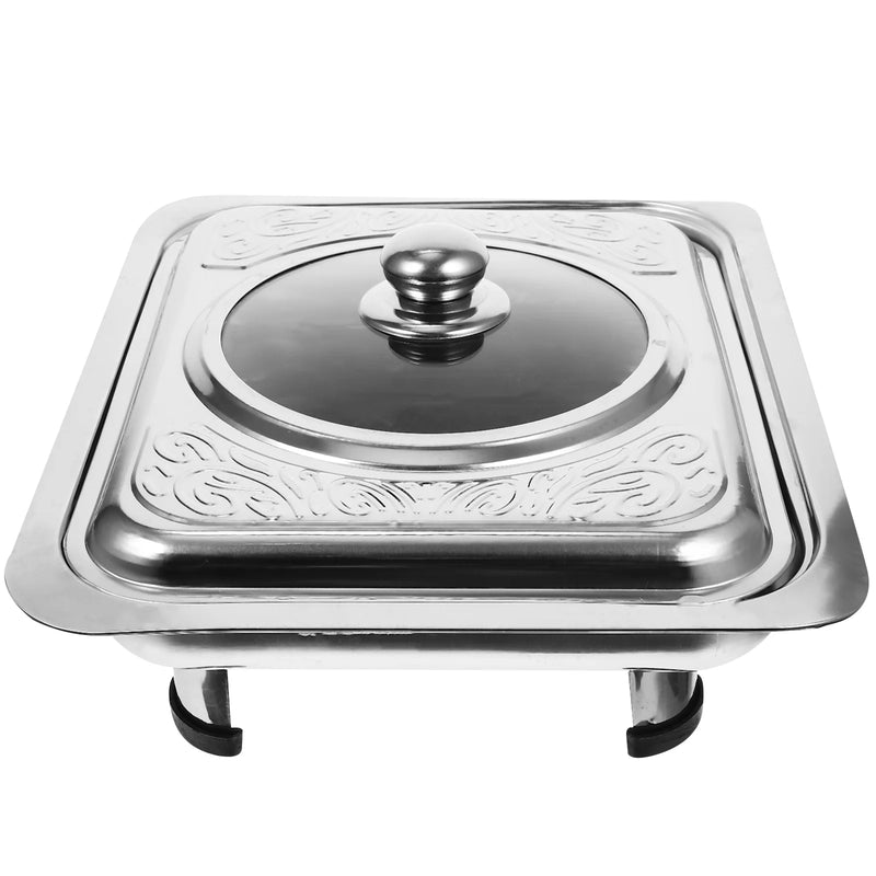 Plat de Service Buffet Inox Rectangulaire avec Couvercle