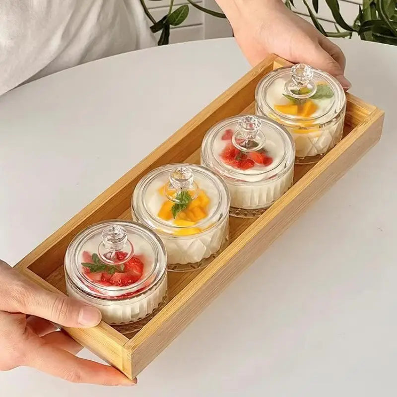 1 unidad de elegantes copas de cristal para helado y postres con tapa - perfectas para pudin, yogur y gelato - ideales para uso doméstico y comercial
