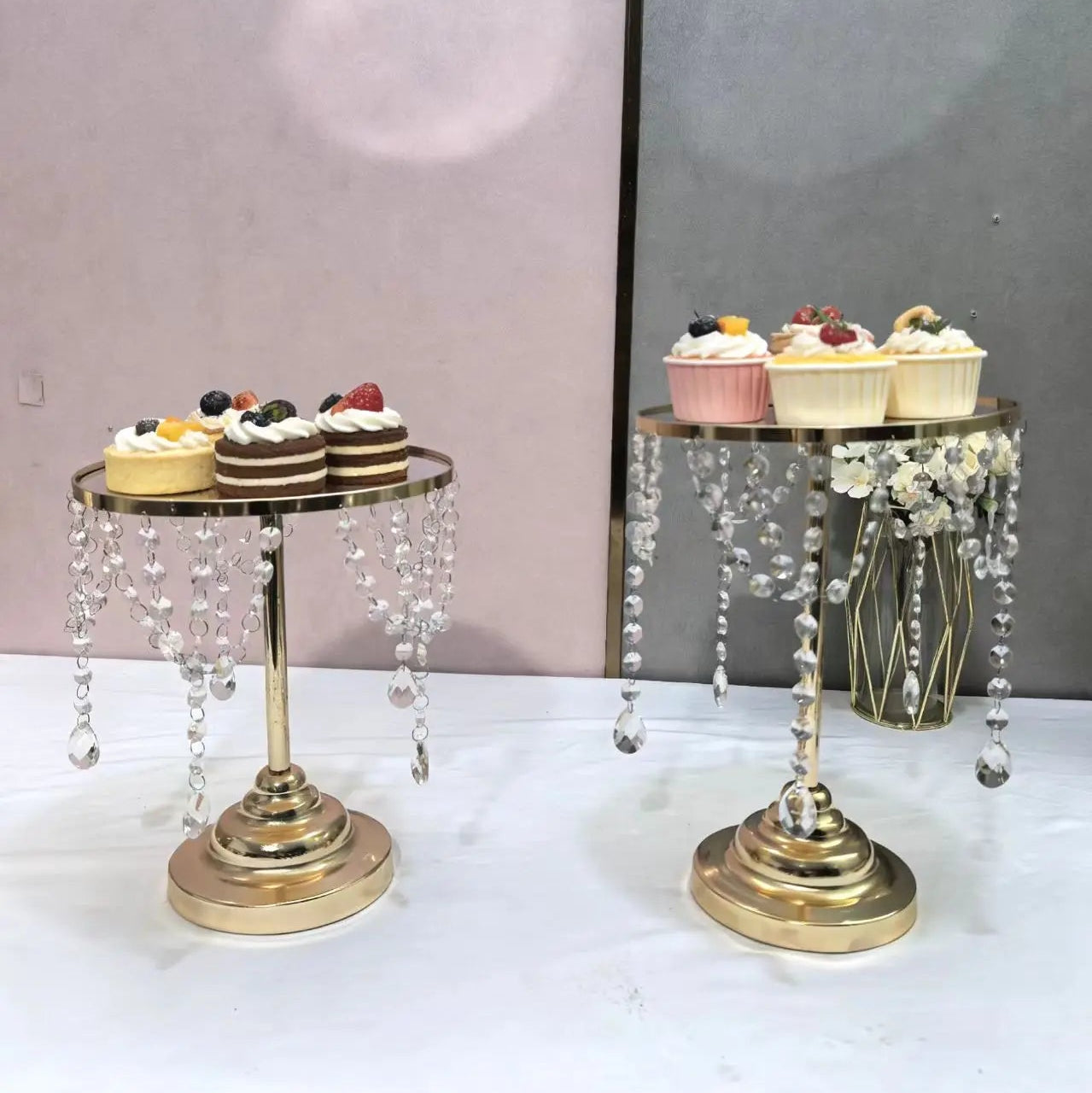 Présentoir Gâteau Cristal Doré