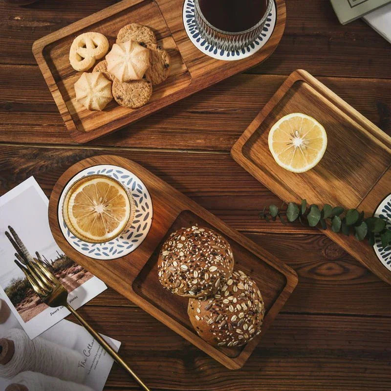 Bandeja de madera para café, bandeja de desayuno para servir comida, hostelería, artículos de café, artículos de té, decoración, accesorios de decoración de mesa