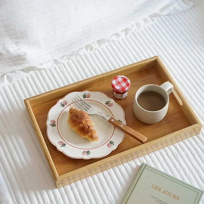 Bandeja de madera de bambú para pan, aperitivos, té estilo Kung Fu, platos para vasos de agua, vajilla de hotel, suministros de cocina para el hogar