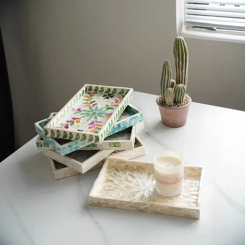 Plateau Nacre Mosaïque Carré Luxe