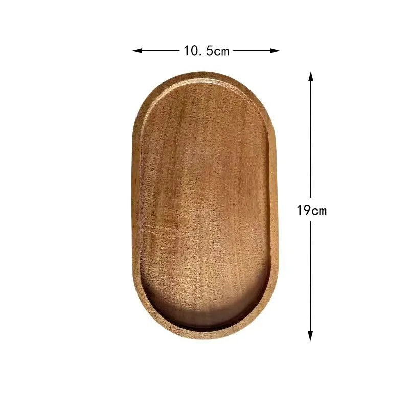Bandeja decorativa de madera de acacia estilo Wabi Sabi, bandeja ovalada de madera natural para decoración de mesa, organizador pequeño