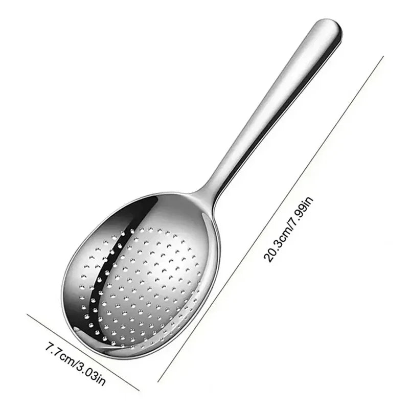 Cuchara de servir de acero inoxidable nueva para uso público en restaurantes, cucharón grande para filtrar sopa y arroz, juego de utensilios de cocina en tono plateado