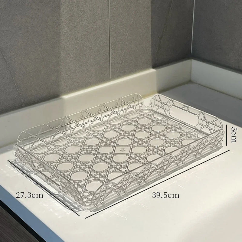 Bandeja de almacenamiento rectangular para el hogar, de lujo ligero, alta gama, estética elevada, para juego de té, tazas, vasos, bandeja de té, decoración del hogar