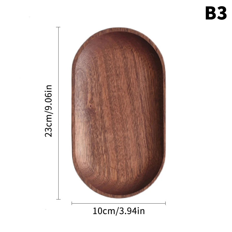 Bandeja de café de nogal tamaño grande, plato de madera para comida, taza, cena, pastel, pan, bandeja de madera maciza, accesorios decorativos de cocina