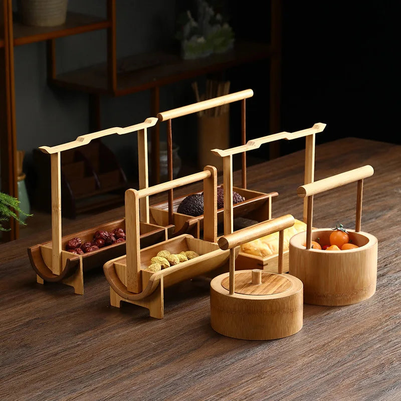 Corbeille Bambou Présentoir Buffet Portable