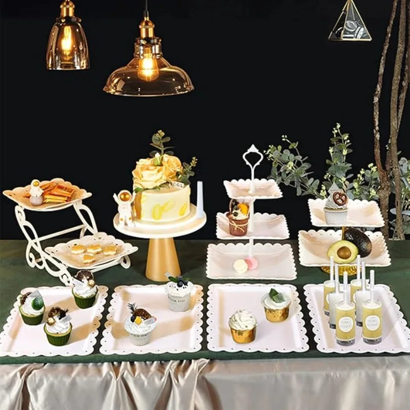 Présentoir Gâteau à Étages Blanc Ajouré