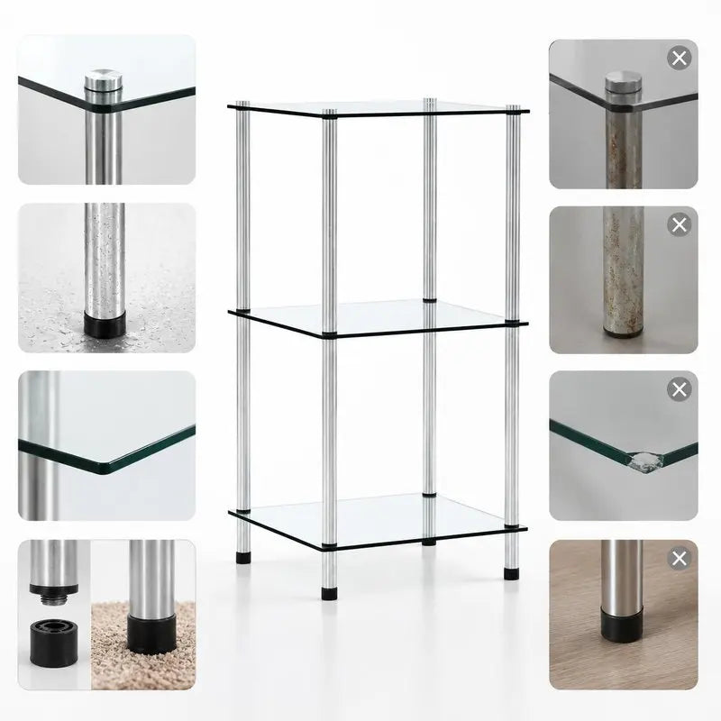 Étagère Présentoir Verre 3 Niveaux