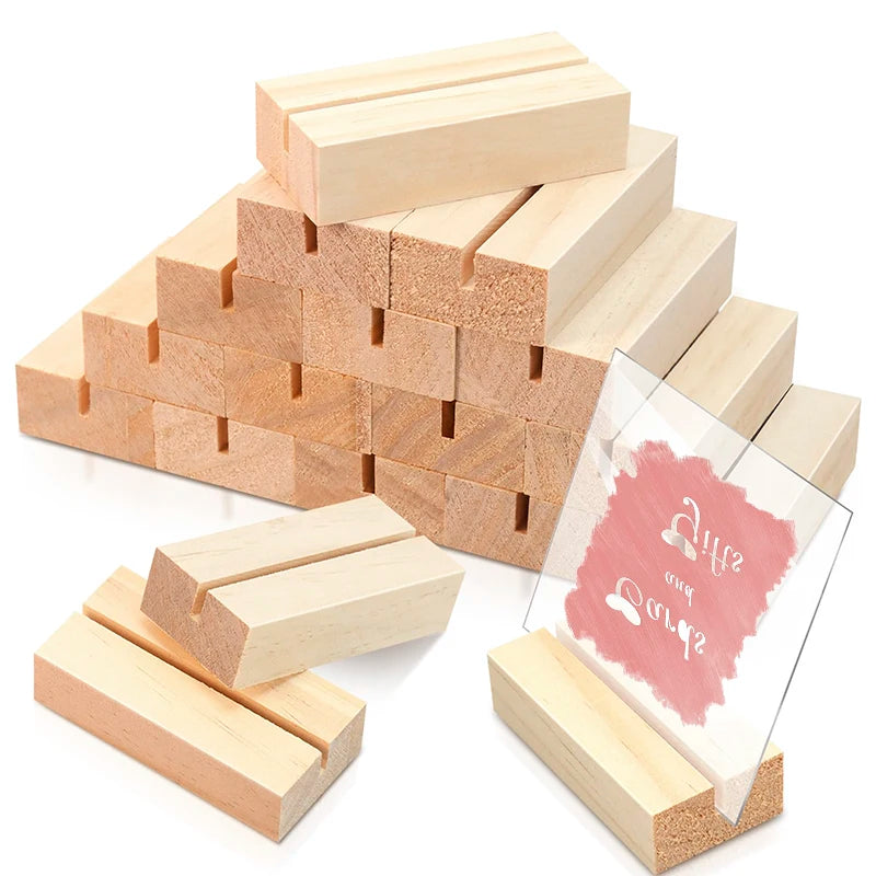 5/10/20 piezas de soportes de madera para tarjetas de lugar, soportes para números de mesa de madera, soportes para letreros de acrílico, soportes para tarjetas de nombre para fiestas