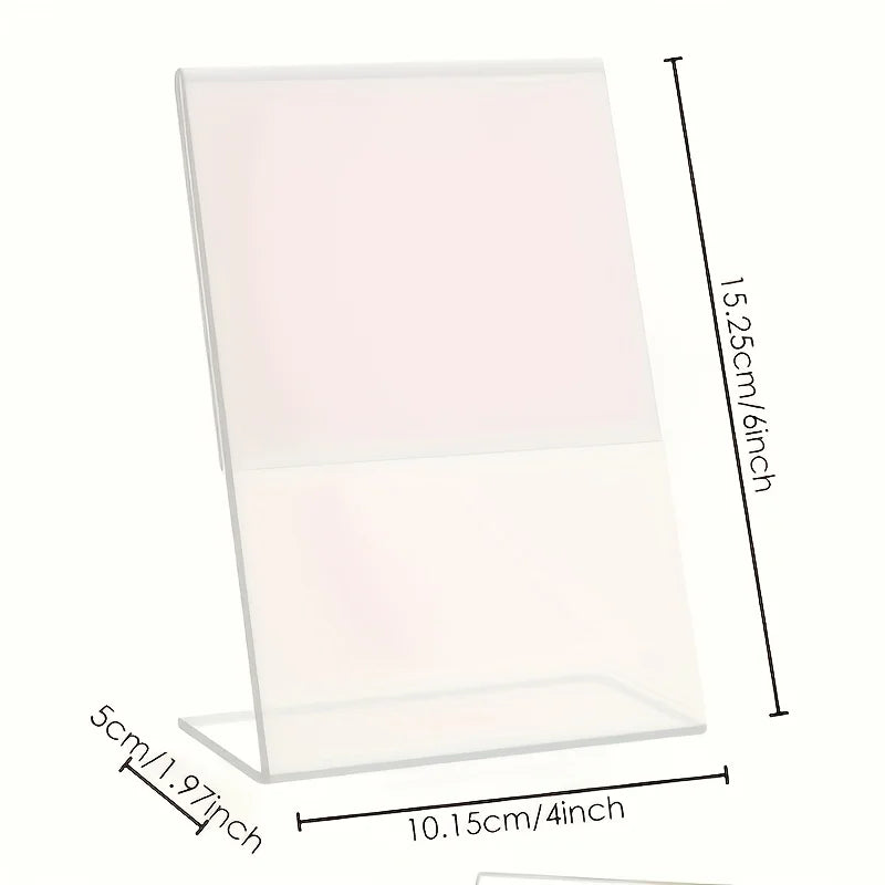 Portamenús transparente de 4 piezas, soporte para carteles de mesa de acrílico transparente de doble cara, soporte para póster de mensajes de escritorio