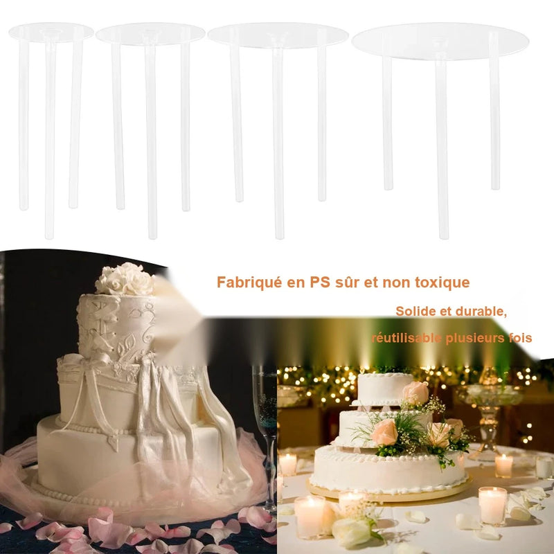 Soporte para pasteles, torre de postres de varios niveles, bases reutilizables para pasteles con 12 pilares de plástico, decoración de soporte para pasteles de cumpleaños
