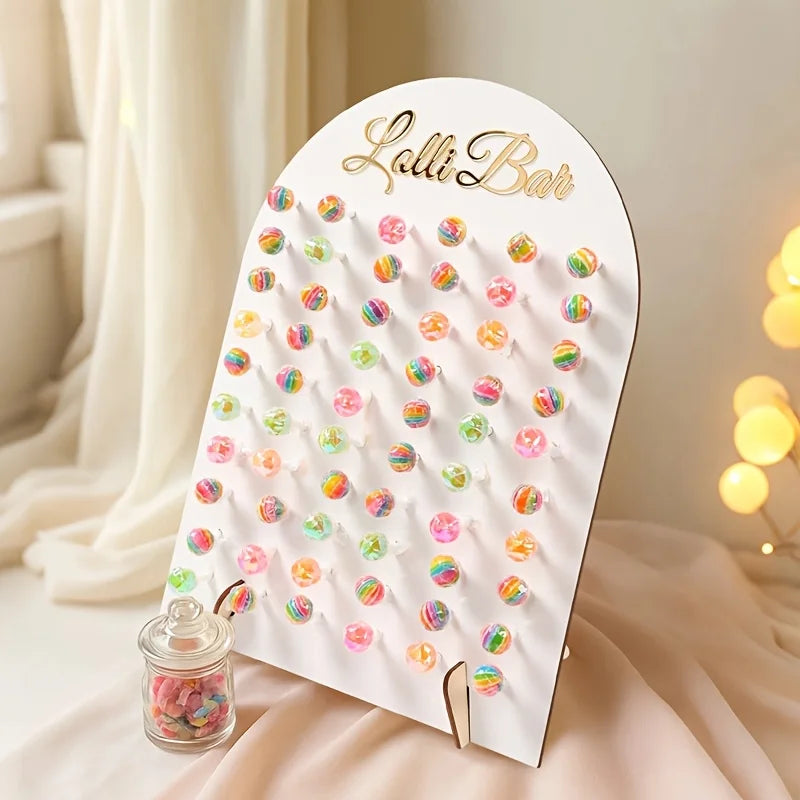 1 soporte para piruletas de madera en forma de arco, decoración para fiestas de cumpleaños, bienvenida de bebé, centros de mesa y decoración de pasteles para eventos.