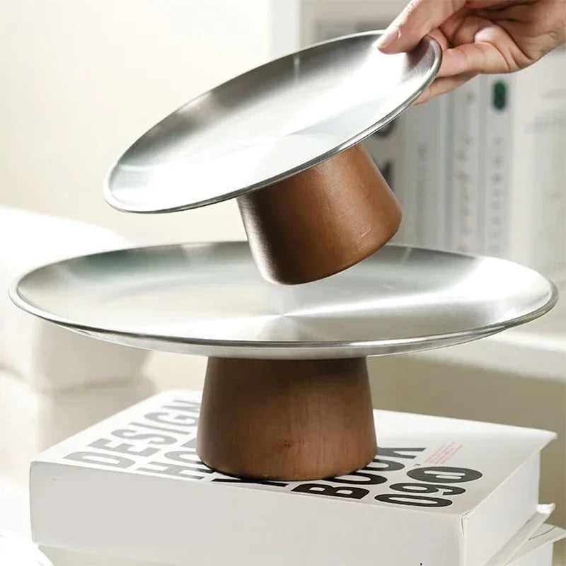 Plateau Buffet Compartimenté Inox et Bois