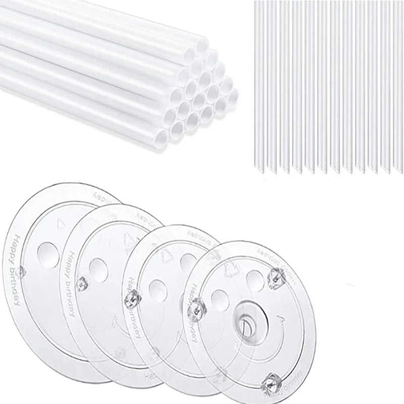 5 piezas de platos separadores de pasteles, bases para pasteles y 15 piezas de varillas de soporte de plástico para pasteles, reutilizables para pasteles de varios niveles para fiestas