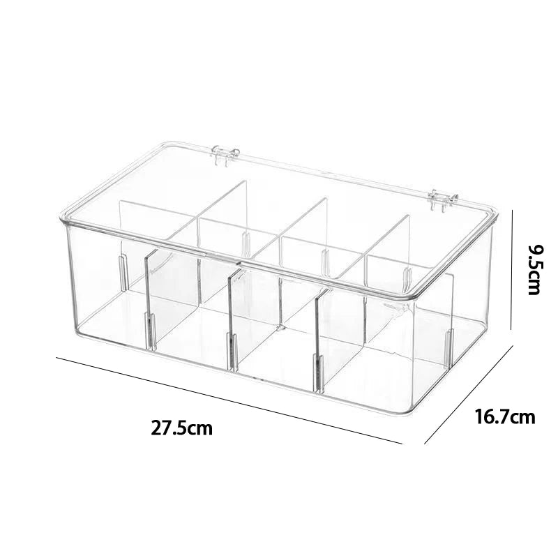 Organizador de bolsitas de té y café, estante de exhibición, organizador de escritorio, caja de almacenamiento transparente de 1 compartimento, 1 unidad