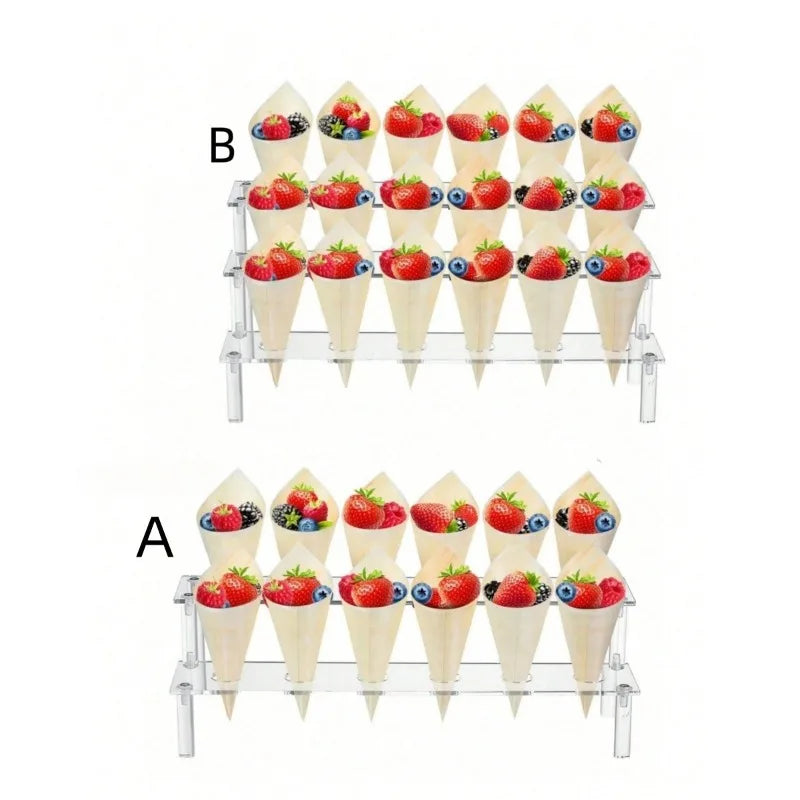 Expositor de acrílico para helados, fiesta de bodas, barquillo crujiente, cono, postre, cubeta para helados, expositor decorativo