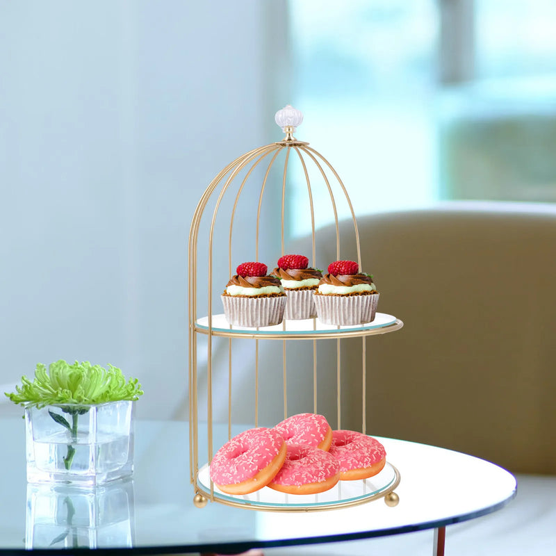 Présentoir Cage Dorée Gâteau Mariage