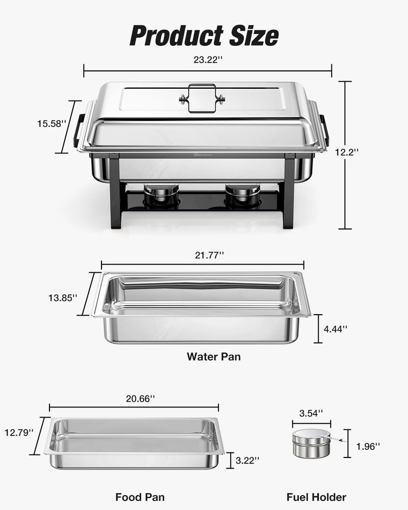Chauffe-Plat Carré Inox 10L Buffet Mariage 4 Pièces – détail design produit qualité supérieure