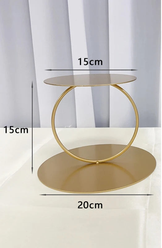 Présentoir Gâteau Métal Doré Mariage Étagé