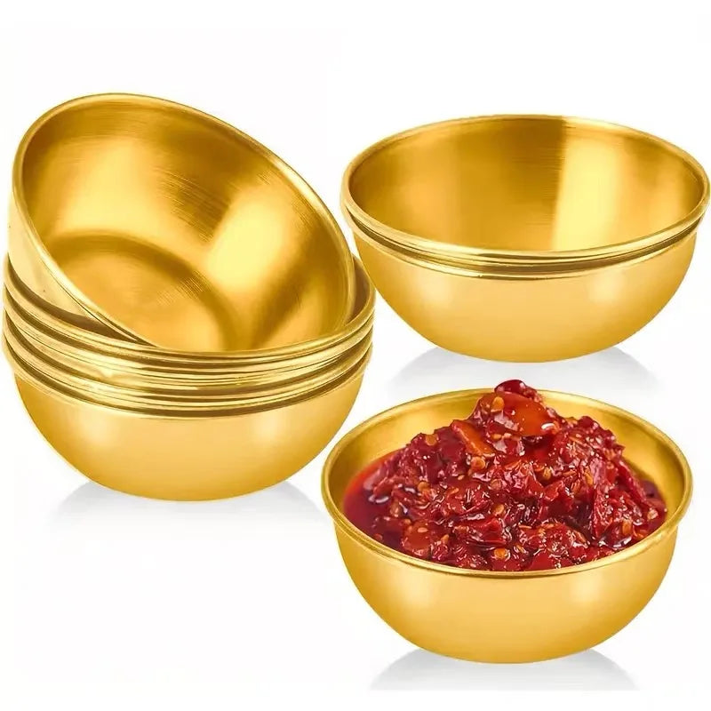 Plato para salsa de acero inoxidable estilo coreano, taza para salsa, taza para aderezo de ensalada, plato para mojar, plato para condimentos de comida occidental, 8 piezas