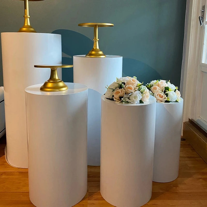 Ensemble Présentoirs Piédestaux Blancs Mariage