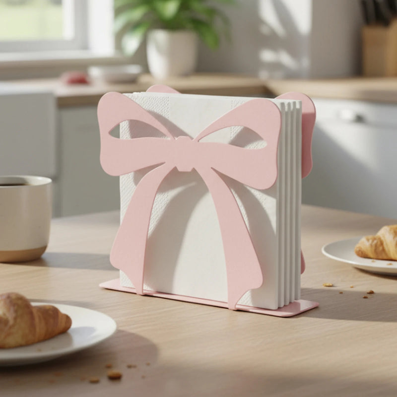 Servilletero de pie moderno para mesa, dispensador de servilletas de metal con forma de lazo para cocina, cafetería y comedor