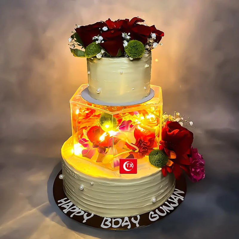 Présentoir Gâteau Hexagonal Acrylique Mariage Anniversaire – élément déco fête prénatale