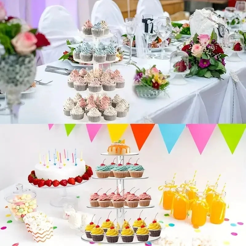Présentoir Cupcakes Acrylique Multi-Niveaux Mariage