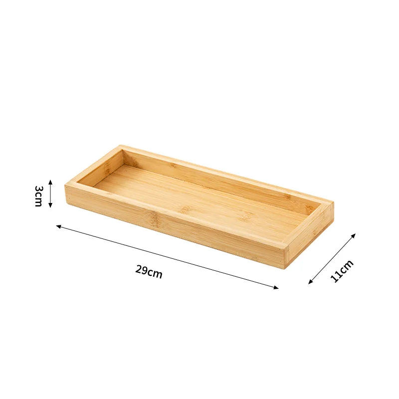 Bandeja de té rectangular de MADERA Bandeja de servicio de madera Plato Fruta Pan Comida Bandeja de almacenamiento Soporte de vajilla Suministros de cocina para el hogar