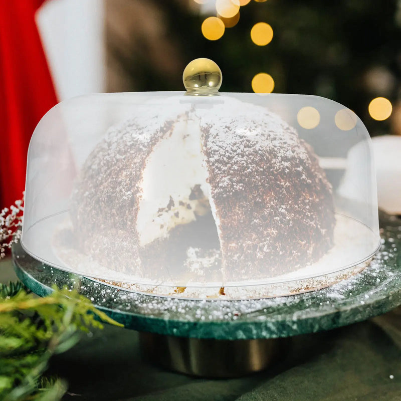 Cloche à Gâteau Dorée Transparente