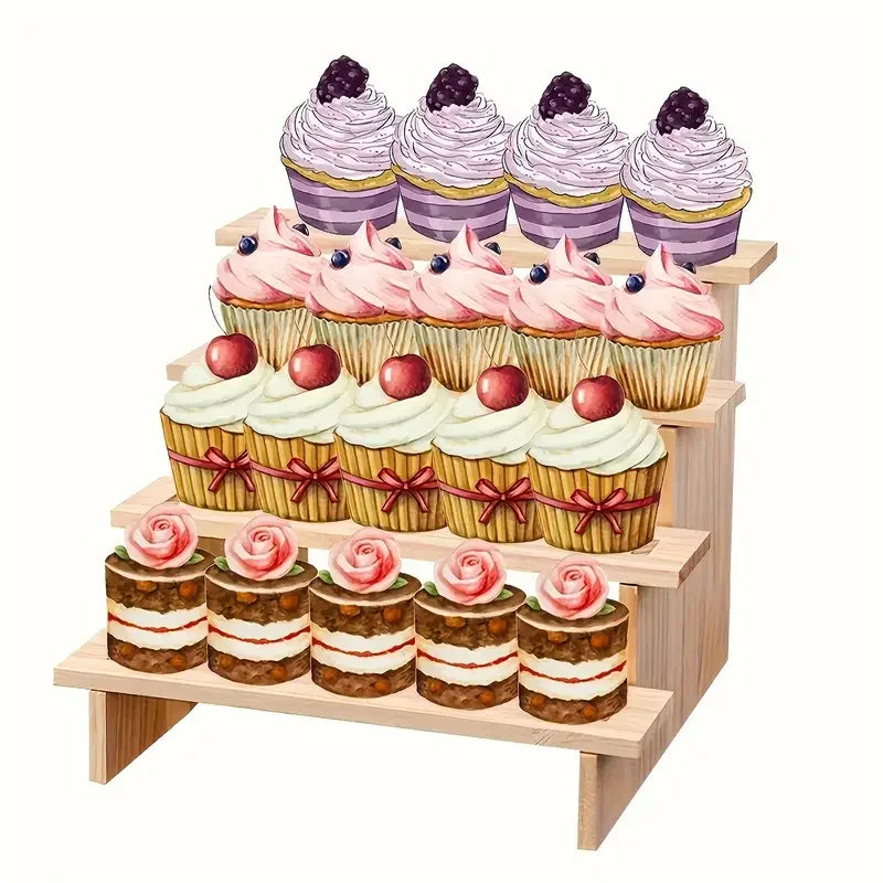 Présentoir Bois Multi-Niveaux Desserts