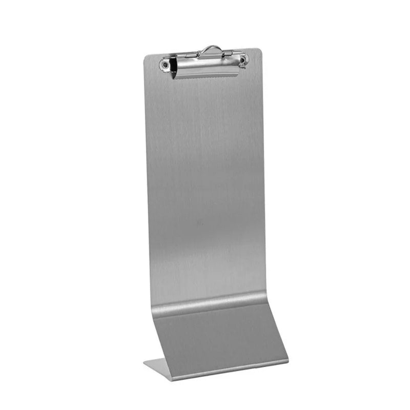 Soporte de clip para menú de acero inoxidable multifuncional, vertical, portátil, porta recibos, soporte para menú de mesa, para uso en escritorio