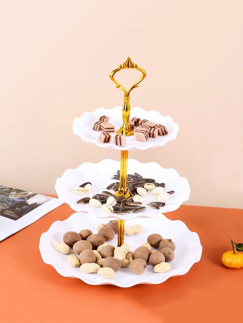 1 unidad Plato de aperitivos de lujo, frutero de tres capas, plato para aperitivos de estilo nórdico, frutero de plástico, adecuado para hoteles y salas de estar