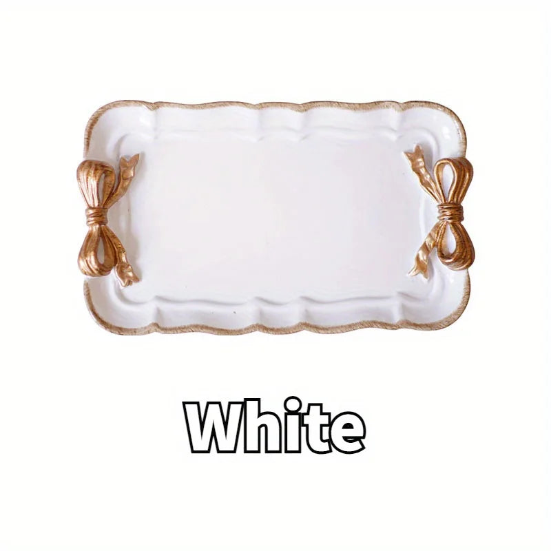 Bandeja de frutas con lazo, bandeja de postres, artesanía de resina, bandeja para pasteles, almacenamiento de joyas, decoración de fiestas, vajilla, bandeja para dulces, herramientas organizadoras
