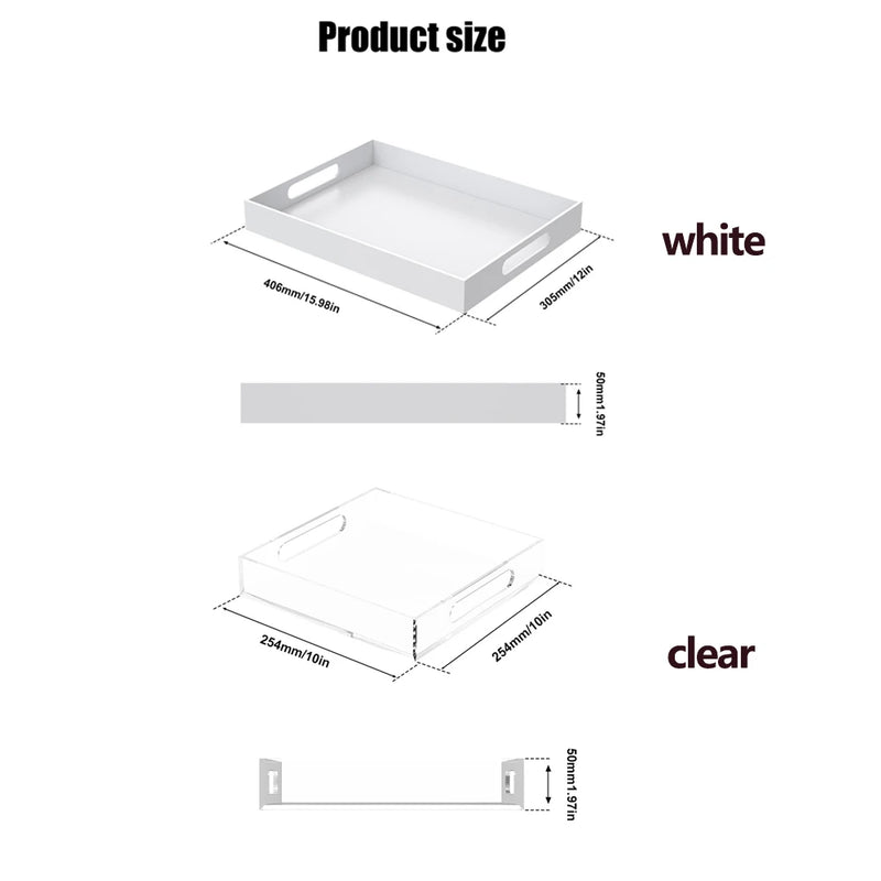 1/2Pcs Bandeja para servir alimentos con asa rectangular antideslizante de plástico, apta para lavavajillas, bandejas para el regazo para cocina en el hogar