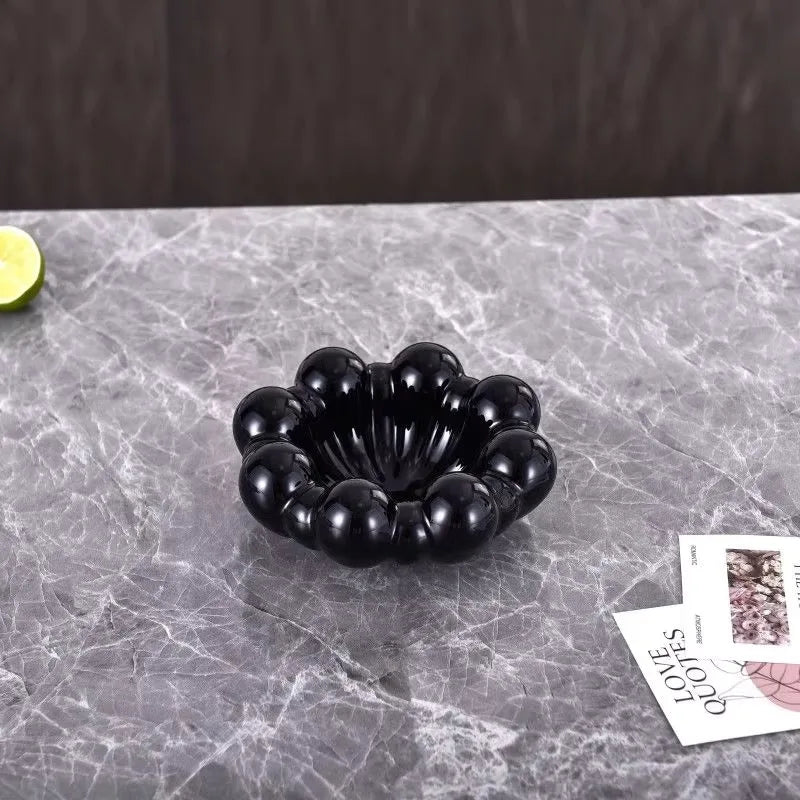 Frutero de cerámica, arte abstracto, caja de almacenamiento para dulces, snacks y frutos secos, bandeja organizadora de joyas y cosméticos para dormitorio, hermoso adorno de interior