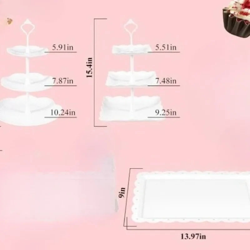 Présentoir Gâteau à Étages Blanc Ajouré