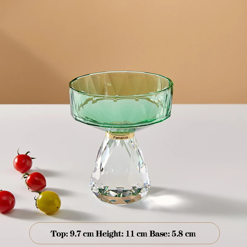 Plato de fruta de cristal transparente, bandeja con pedestal de lujo ligero para aperitivos y postres, bandeja de almacenamiento para entrada, plato decorativo para el hogar