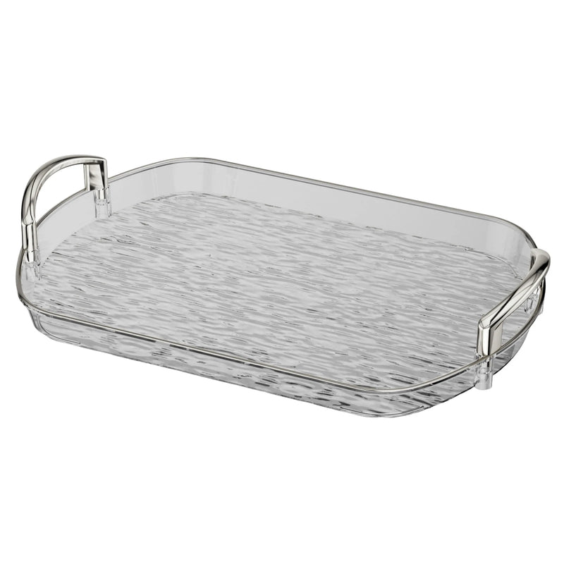 Bandeja de servir de plástico transparente con asas, bandeja versátil para té y comidas, ideal para el hogar, restaurantes y cafeterías.