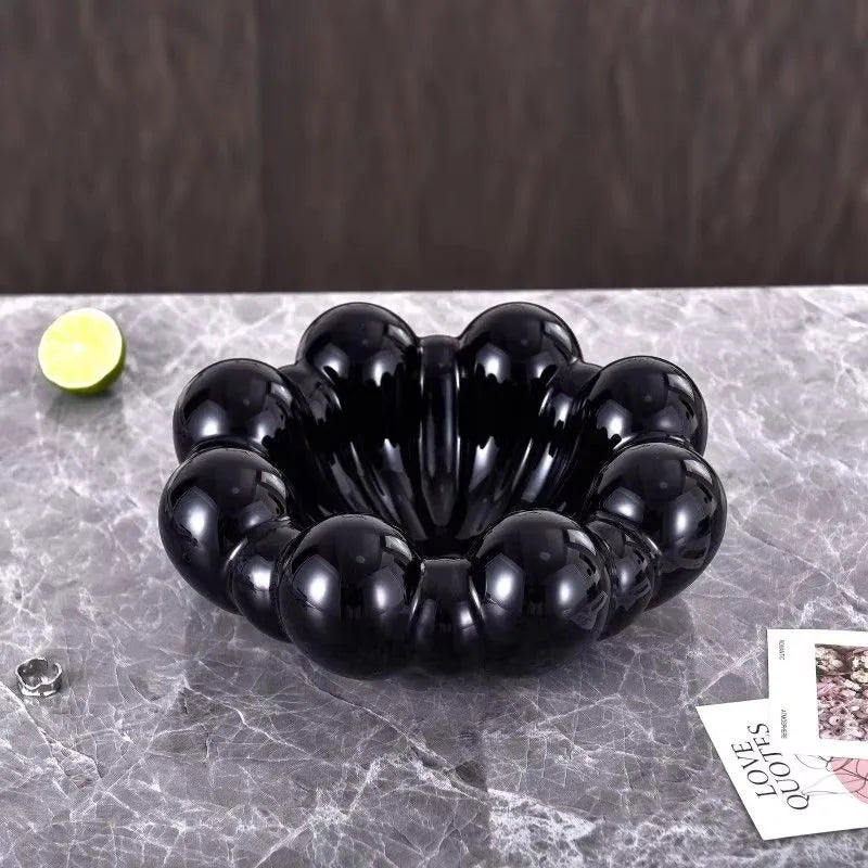 Frutero de cerámica, arte abstracto, caja de almacenamiento para dulces, snacks y frutos secos, bandeja organizadora de joyas y cosméticos para dormitorio, hermoso adorno de interior