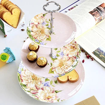 Présentoir Gâteau Porcelaine Floral