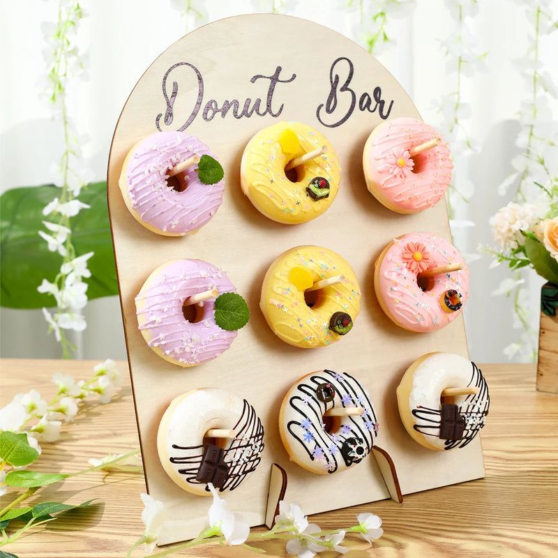 Présentoir Donuts Mural Bois Fête