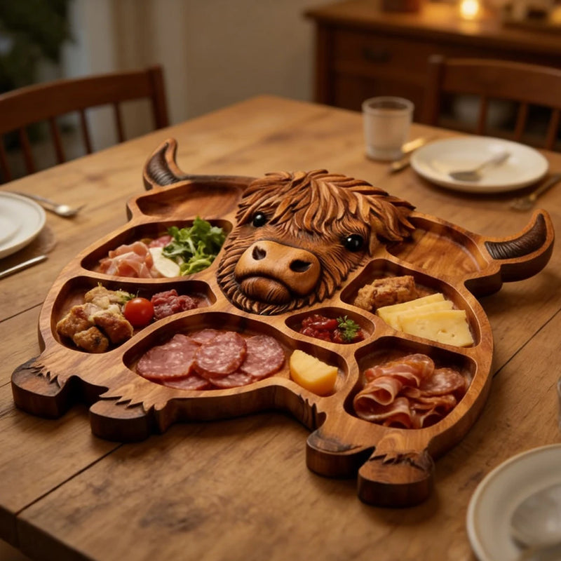 Planche Apéritive Bois Vache Highland Compartiments